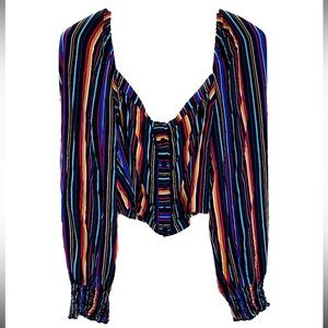 Women’s multicolored long sleeve‎ crop top